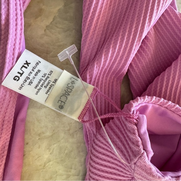 NWOT‎ L*SPACE Chloe Bikini Top Ribbed Tie Waist Adjustable Rosebud Purple - Picture 7 of 7